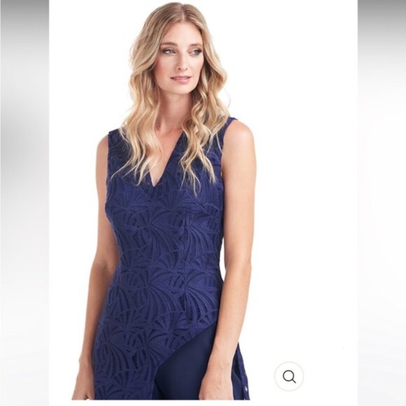 Kay Unger Women’s Navy Lace Jumpsuit – Modern Romance with a Twist - Picture 5 of 5